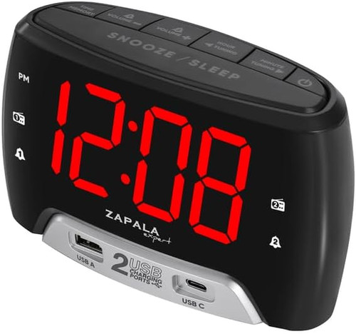 Alarm clock radio dual usb - clock,